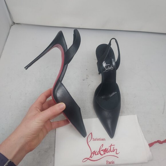 CHRISTIAN LOUBOUTIN Apostropha Black Slingback Pump - Picture 1 of 10